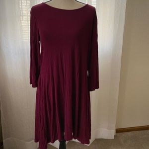 Wine colored t-shirt dress with pockets